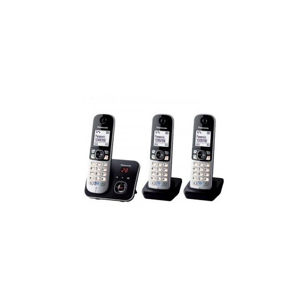 PANASONIC Téléphone résidentiel dect - TG6823 - Trio avec répondeur - Argent et noir