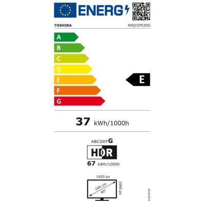 TOSHIBA 40QV2F63DG - TV LED 40'' (100 cm) - FHD 1920x1080 - DTS Virtual:X - Smart TV - 2xHDMI