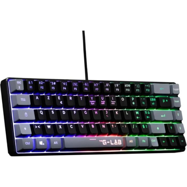Clavier Gaming - THE G-LAB - KEYZ-HYDRO-BKG/FR - Membrane 60% 2 couleurs touches Noires  Grises