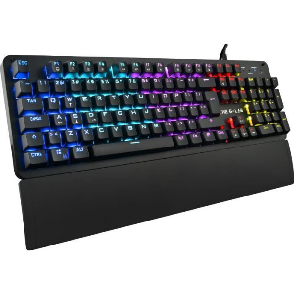 THE G-LAB Gaming Carbon Clavier mécanique rétroéclairé - Switch Blues - Repose poignet - FR