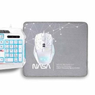clavier et souris NASA ANDROMEDA4IN1-W Blanc Multicouleur Espagnol Qwerty