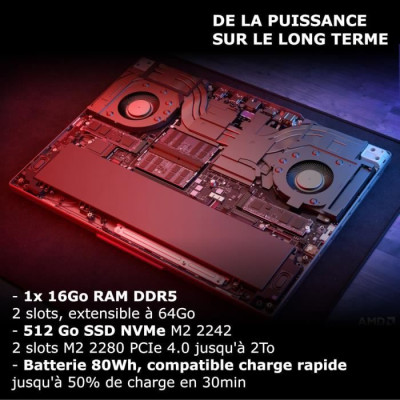 Ordinateur portable gaming - LENOVO - Legion 16' QHD - R7-7435HS - 16Go RAM - 512Go SSD