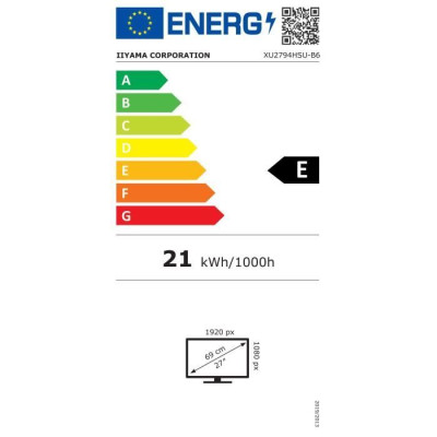 Ecran PC - IIYAMA - XU2794HSU-B6 - 27 VA FHD 1920 x 1080 - 1ms - 100Hz - HDMI DP - Pied réglable en hauteur