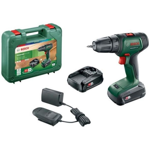 Perceuse-visseuse sans-fil Bosch - UniversalDrill 18 (Livrée avec 2 batteries 18V-1,5Ah  chargeur  coffret de transport)