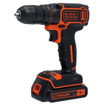 BLACK  DECKER Perceuse sans fil Lithium 18 V - 2 batteries - Coffret 160 accessoires -BDCDC18BAST-QW