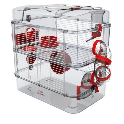 ZOLUX Cage sur 2 étages pour hamsters, souris et gerbilles - Rody3 duo - L 41 x p 27 x h 40,5 cm - Grenadine
