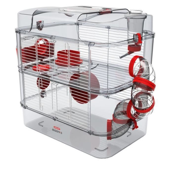 ZOLUX Cage sur 2 étages pour hamsters, souris et gerbilles - Rody3 duo - L 41 x p 27 x h 40,5 cm - Grenadine