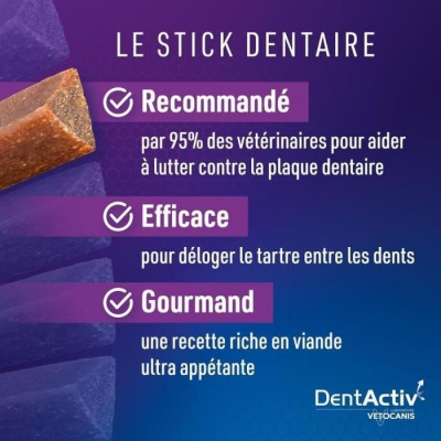 DentActiv - 10 Bâtonnets - VETOCANIS - Hygiene Bucco-Dentaire au Poulet pour Chat