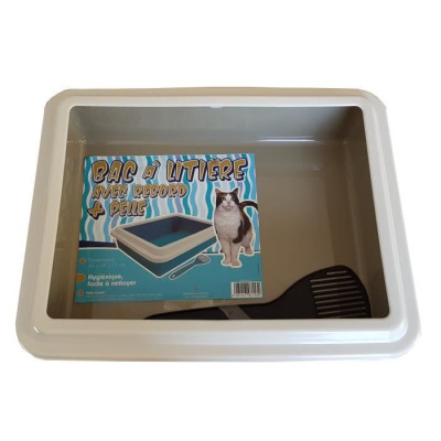 Bac a litiere avec rebord  Pelle - AIME - Pour chat - Violet - 44 x 34 x 11 cm