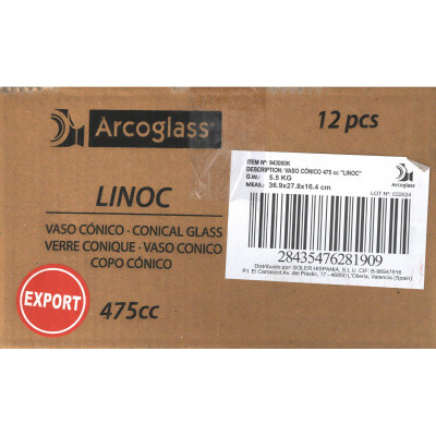 Verre Arcoglass Linoc 475 ml (12 Unités)