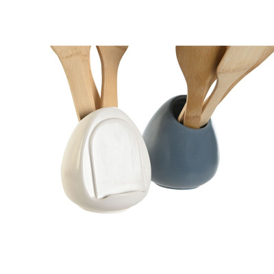 Pot pour ustensiles de cuisine DKD Home Decor Dolomite 12 x 12 x 13 cm 6 x 1 x 30 cm (2 Unités)