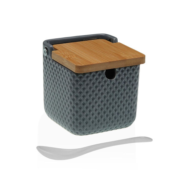 Sucrier Versa Gris Céramique Bambou Dolomite 8,3 x 8,3 x 8,3 cm