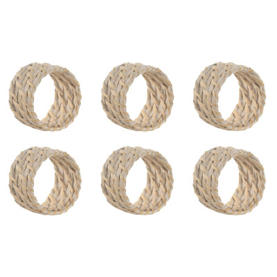 Rond de serviette Home ESPRIT Blanc Naturel Bambou Rotin 5 x 5 x 3 cm