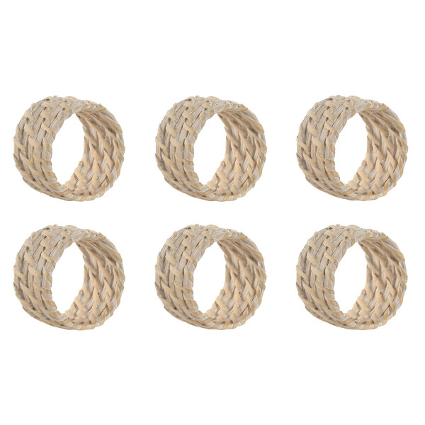 Rond de serviette Home ESPRIT Blanc Naturel Bambou Rotin 5 x 5 x 3 cm