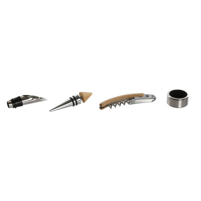 Set d'Accessoires pour Vin Home ESPRIT Naturel Bambou Acier inoxydable