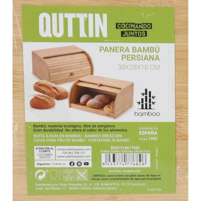 Corbeille à Pain Quttin Bambou 38 x 28 x 18 cm (4 Unités)