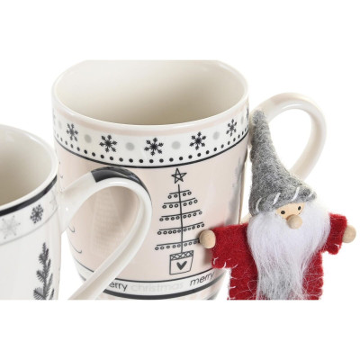 Tasse mug DKD Home Decor Rose Noir Porcelaine Bone China (360 ml) (2 Unités)