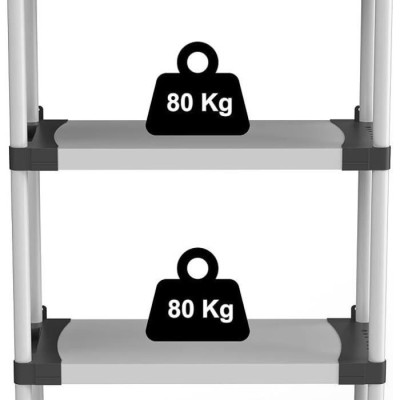 Étagere plastique - TOOD - 3 tablettes - Charge 80 kg par tablette - 80x40x85 cm - Noir/gris