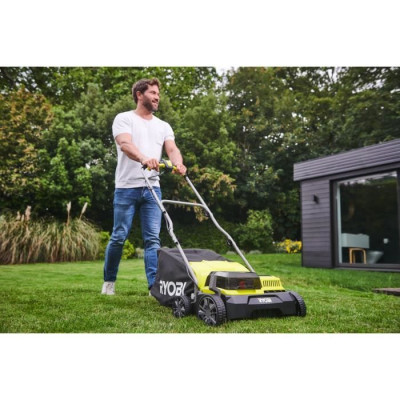 RYOBI - Scarificateur / aérateur 18V Brushless Ø 35 cm 2-en-1 - 2 batteries lithium 18V 4,0 Ah et chargeur - RY18SFX35A-240