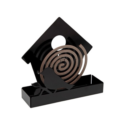 Support pour spirales anti-moustiques Versa Noir Métal 5 x 17 x 17 cm Oiseau