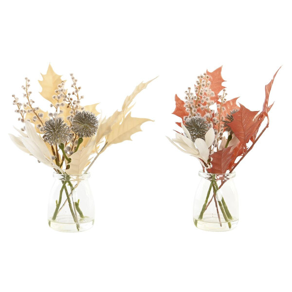 Plante décorative DKD Home Decor Verre Doré Marron Polyéthylène Blanc (6 x 6 x 27 cm) (2 Unités)