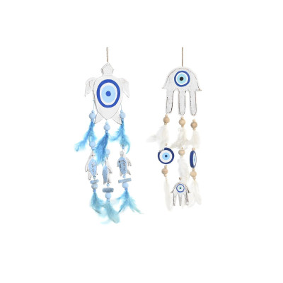 Décoration Suspendue DKD Home Decor Bleu Blanc Plume méditerranéen (14 x 5 x 45 cm) (2 Unités) Décoration Suspendue DKD Home Decor Bleu Blanc Plume méditerranéen (14 x 5 x 45 cm) (2 Unités)