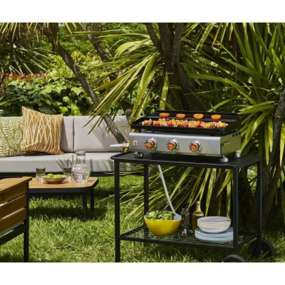 Chariot pour plancha en acier BRASERO - 100 cm - 2 roulettes