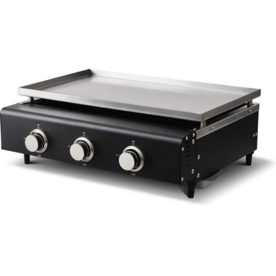 Plancha a gaz - COOKING BOX - CUENCA - 3 feux avec housse - 65 X 50 X 23 cm - Noir