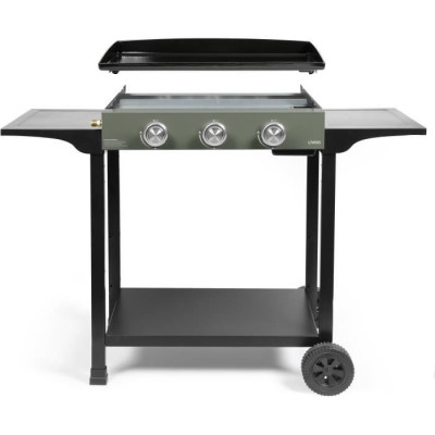 Plancha gaz sur chariot - LIVOO - DOC326 - 3 brûleurs - Vert / Noir