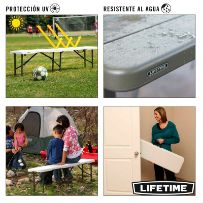 Banc Lifetime Blanc Pliable 183 x 42 x 29 cm Banc Lifetime Blanc Pliable 183 x 42 x 29 cm