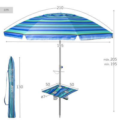 Parasol Aktive Acier Tissu Oxford 210 x 205 x 210 cm Parasol Aktive Acier Tissu Oxford 210 x 205 x 210 cm