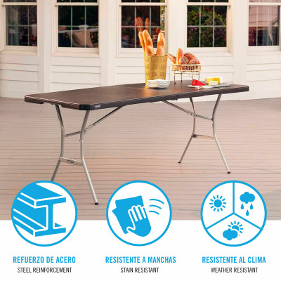 Table Piable Lifetime Noir 183 x 73 x 76 cm