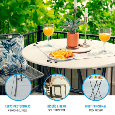 Table d'appoint Lifetime Crème 84 x 110 x 84 cm Acier Plastique Table d'appoint Lifetime Crème 84 x 110 x 84 cm Acier Plastique