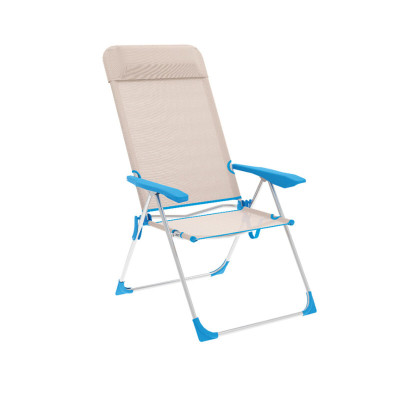 "Marbueno Chaise Pliante 5 Positions Aluminium avec Coussin Beige/Bleu Plage et Piscine 69X58X109 cm 10175" "Marbueno Chaise Pliante 5 Positions Aluminium avec Coussin Beige/Bleu Plage et Piscine 69X58X109 cm 10175"