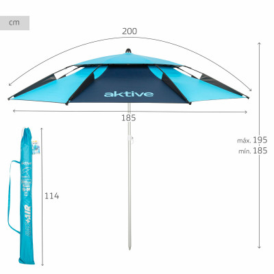 Parasol de plage Aktive Bleu 200 x 195 x 200 cm Ø 200 cm