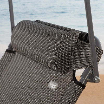 Chaise longue Aktive Pliable Parasol Gris 193 x 30 x 53 cm Chaise longue Aktive Pliable Parasol Gris 193 x 30 x 53 cm