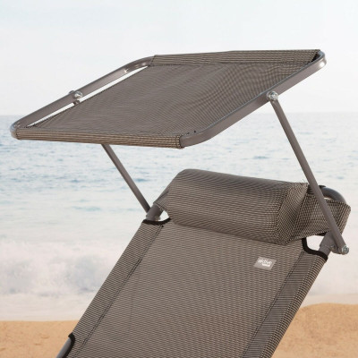 Chaise longue Aktive Pliable Parasol Gris 193 x 30 x 53 cm Chaise longue Aktive Pliable Parasol Gris 193 x 30 x 53 cm