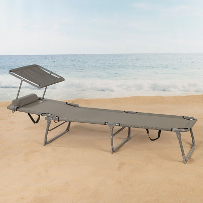 Chaise longue Aktive Pliable Parasol Gris 193 x 30 x 53 cm Chaise longue Aktive Pliable Parasol Gris 193 x 30 x 53 cm