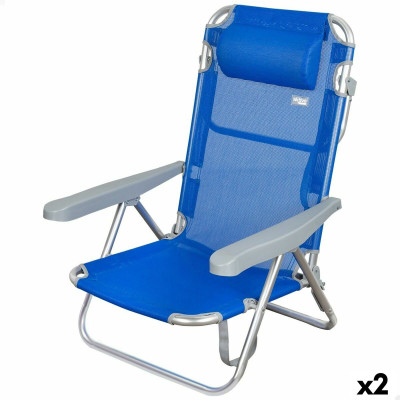 Chaise Pliante avec Repose-Tête Aktive Gomera Bleu 48 x 84 x 46 cm (2 Unités) Chaise Pliante avec Repose-Tête Aktive Gomera Bleu 48 x 84 x 46 cm (2 Unités)