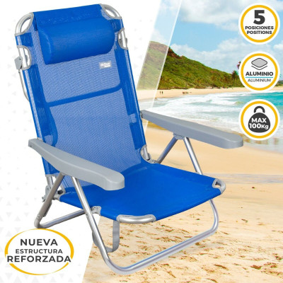 Chaise Pliante avec Repose-Tête Aktive Gomera Bleu 48 x 84 x 46 cm (2 Unités) Chaise Pliante avec Repose-Tête Aktive Gomera Bleu 48 x 84 x 46 cm (2 Unités)