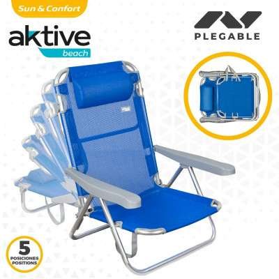 Chaise Pliante avec Repose-Tête Aktive Gomera Bleu 48 x 84 x 46 cm (2 Unités) Chaise Pliante avec Repose-Tête Aktive Gomera Bleu 48 x 84 x 46 cm (2 Unités)