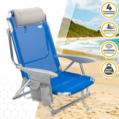 Chaise Pliante avec Repose-Tête Aktive Gomera Bleu 51 x 76 x 45 cm (2 Unités) Chaise Pliante avec Repose-Tête Aktive Gomera Bleu 51 x 76 x 45 cm (2 Unités)