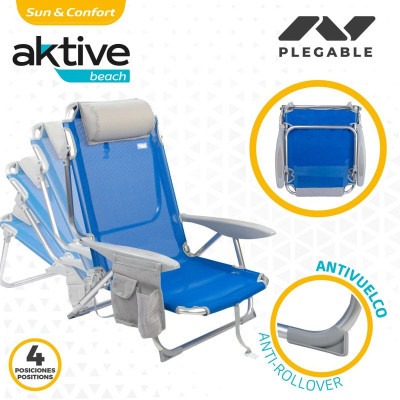 Chaise Pliante avec Repose-Tête Aktive Gomera Bleu 51 x 76 x 45 cm (2 Unités) Chaise Pliante avec Repose-Tête Aktive Gomera Bleu 51 x 76 x 45 cm (2 Unités)