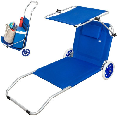 Chaise longue Aktive Bleu Auvent Chariot pliant 62 x 62 x 117 cm (2 Unités) Chaise longue Aktive Bleu Auvent Chariot pliant 62 x 62 x 117 cm (2 Unités)