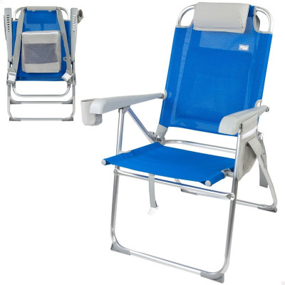Chaise Pliante avec Repose-Tête Aktive 47 x 99 x 63 cm Bleu (2 Unités) Chaise Pliante avec Repose-Tête Aktive 47 x 99 x 63 cm Bleu (2 Unités)