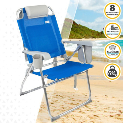 Chaise Pliante avec Repose-Tête Aktive 47 x 99 x 63 cm Bleu (2 Unités) Chaise Pliante avec Repose-Tête Aktive 47 x 99 x 63 cm Bleu (2 Unités)