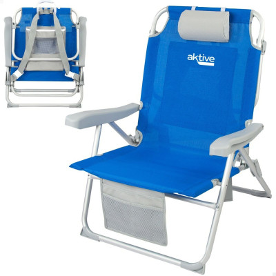 Chaise Pliante avec Repose-Tête Aktive Bleu 55 x 86 x 66 cm (2 Unités) Chaise Pliante avec Repose-Tête Aktive Bleu 55 x 86 x 66 cm (2 Unités)