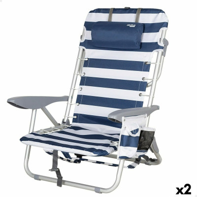 Chaise de Plage Aktive Bleu Blanc 50 x 76 x 45 cm (2 Unités) Chaise de Plage Aktive Bleu Blanc 50 x 76 x 45 cm (2 Unités)