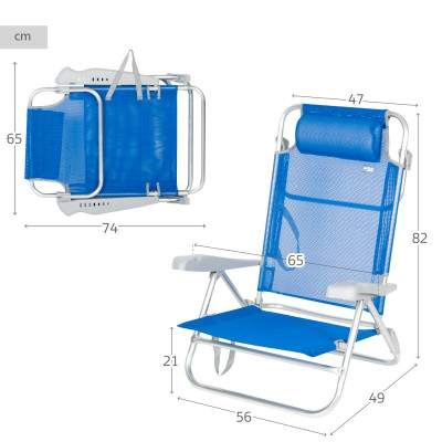 Chaise de Plage Aktive 47 x 82 x 49 cm (2 Unités) Chaise de Plage Aktive 47 x 82 x 49 cm (2 Unités)