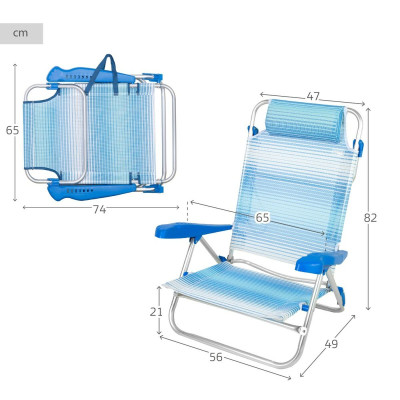 Chaise de Plage Aktive 47 x 82 x 49 cm (2 Unités) Chaise de Plage Aktive 47 x 82 x 49 cm (2 Unités)